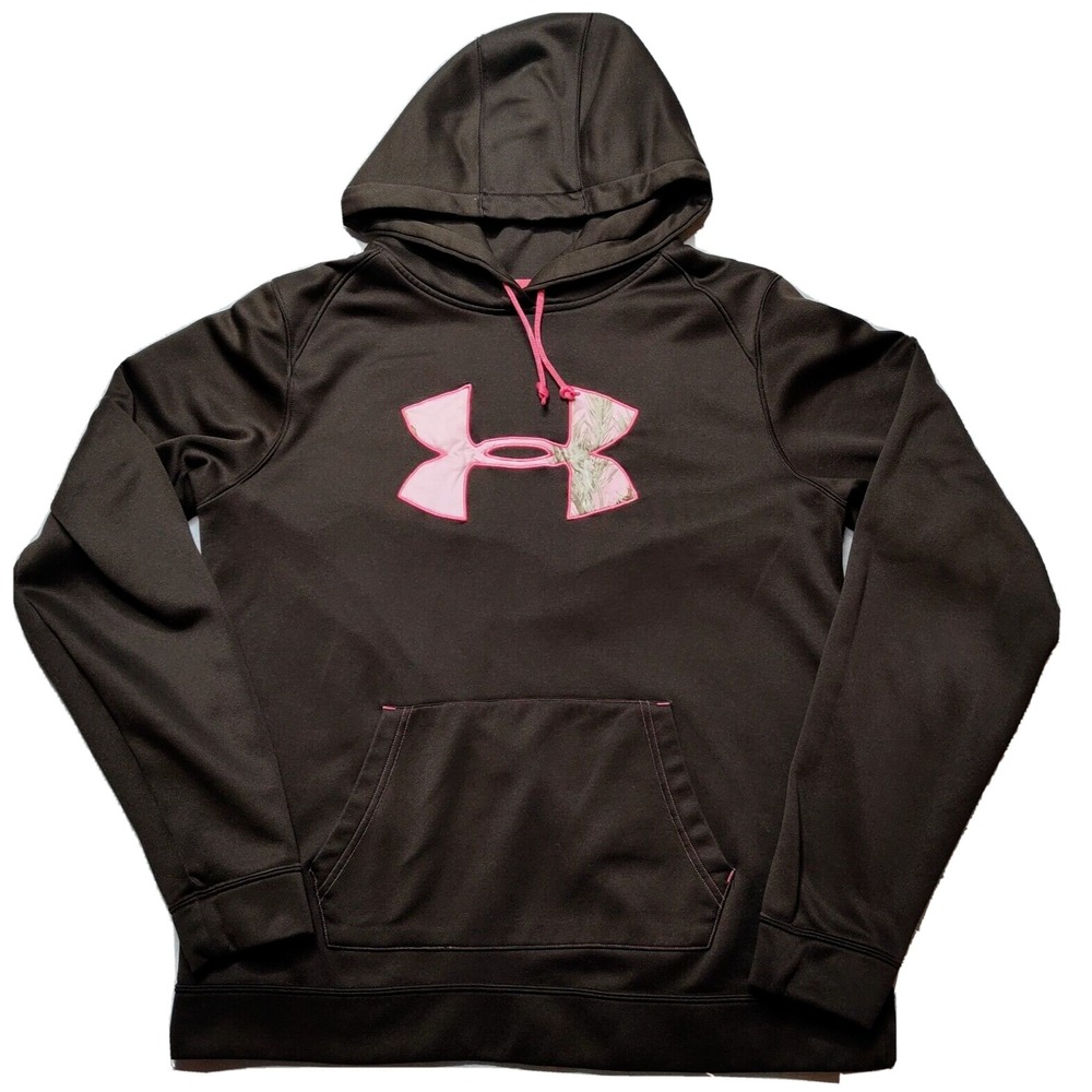 UNDER ARMOUR Women‎ Large Semi-Fitted Brown With Pink Trim Pullover Hoodie